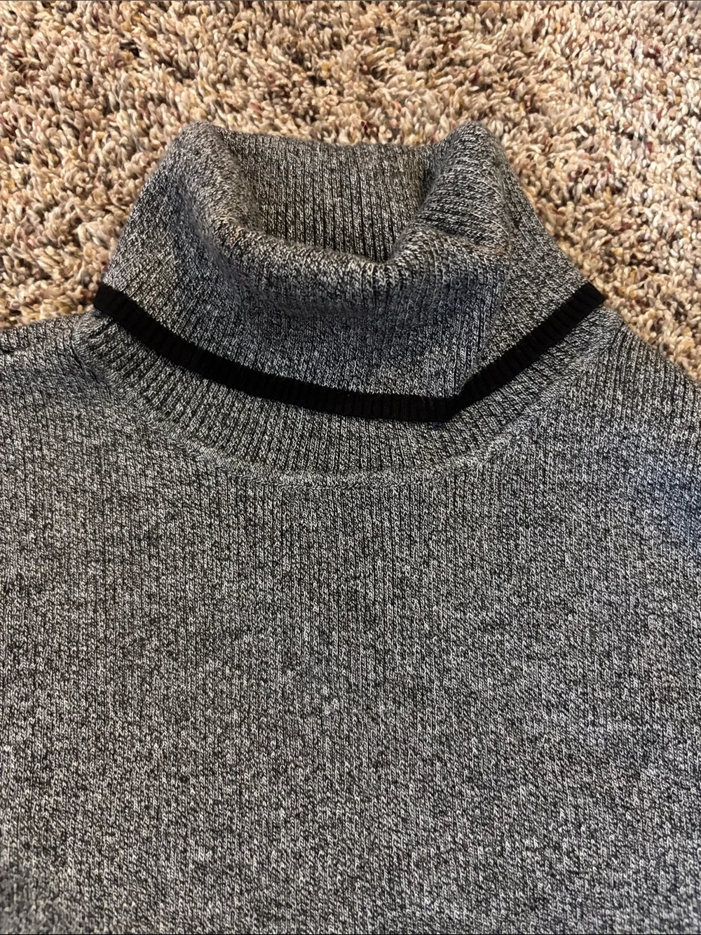 Calvin Klein Heather Gray Turtleneck Sweater with Black Trim